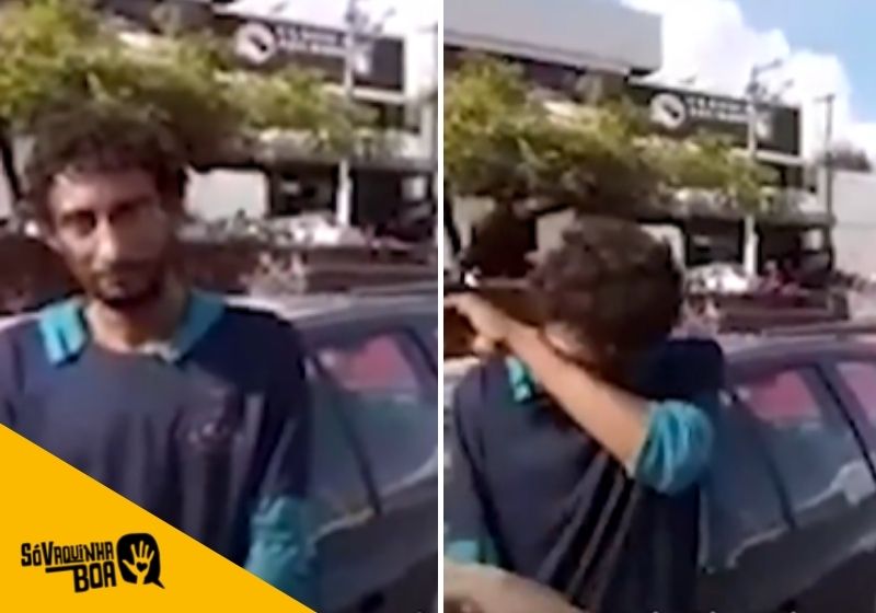 Alex sobrevive olhando e lavando carros e motos, foi acusando injustamente de roubo -  Foto: Reprodução/vídeo