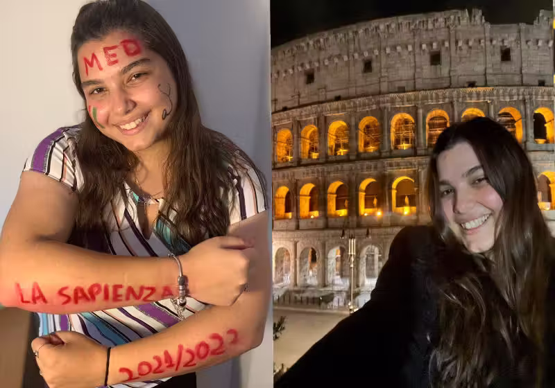 Isadora, de 19 anos, cursa medicina de graça na Universidade La Sapienza, em Roma Foto: Arquivo Pessoal