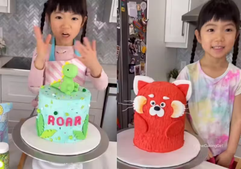 Ellis, uma garotinha canadense de 4 anos de idade, confecciona bolos decorados — Foto: Reprodução/Instagram