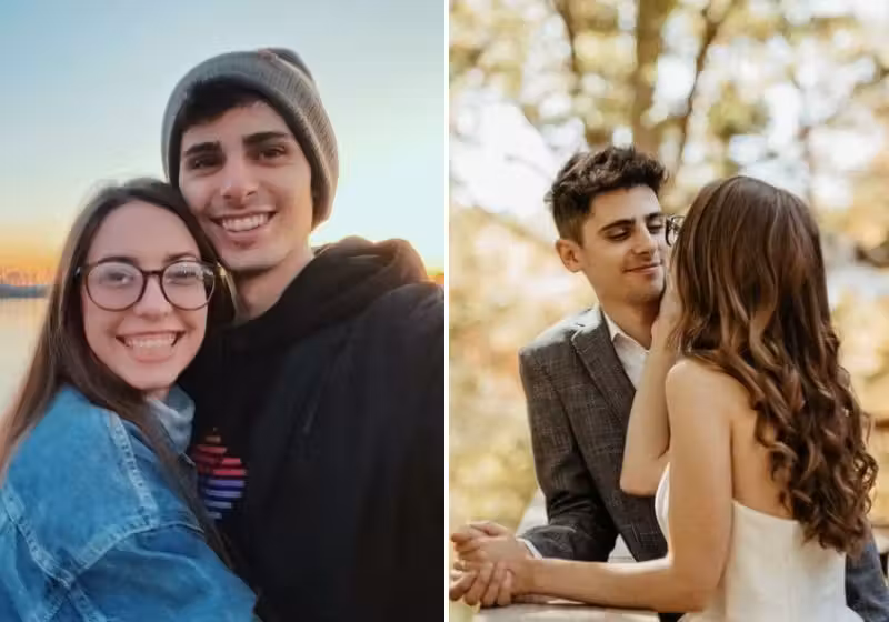 Eles embarcaram em um relacionamento a distância que durou quatro anos e agora estão casados. Fotos: Reprodução