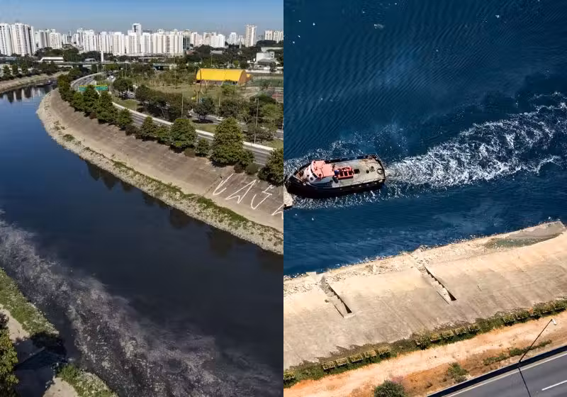 O programa de obras para recuperação do Rio Tietê prevê redes coletoras e estações de tratamento de esgoto. Foto: Reprodução / Gizmodo