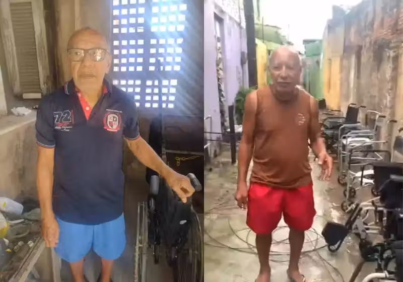 O aposentado conserta cadeiras de rodas e as doa para quem mais precisa. - Foto: reprodução redes sociais