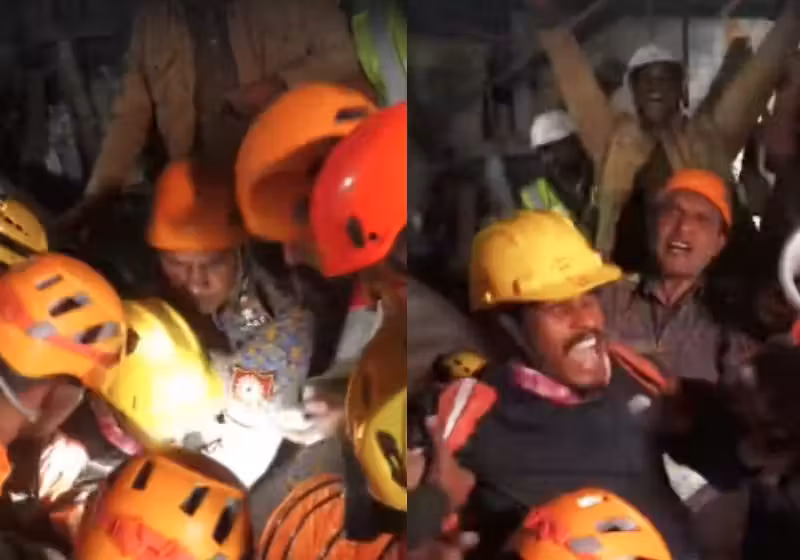 Os trabalhadores resgatados do túnel que desabou na Índia, foram hospitalizados e passam bem. - Fotos: reprodução Facebook / Uttarakhand DIPR