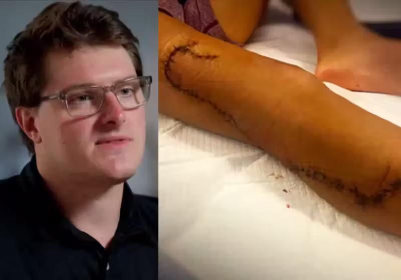 Esse homem é o australiano Blake Donaldsen, o herói sem capa que pula no mar e salva uma mulher desconhecida, atacada por tubarão touro, numa praia na Austrália. - Foto: NYPost