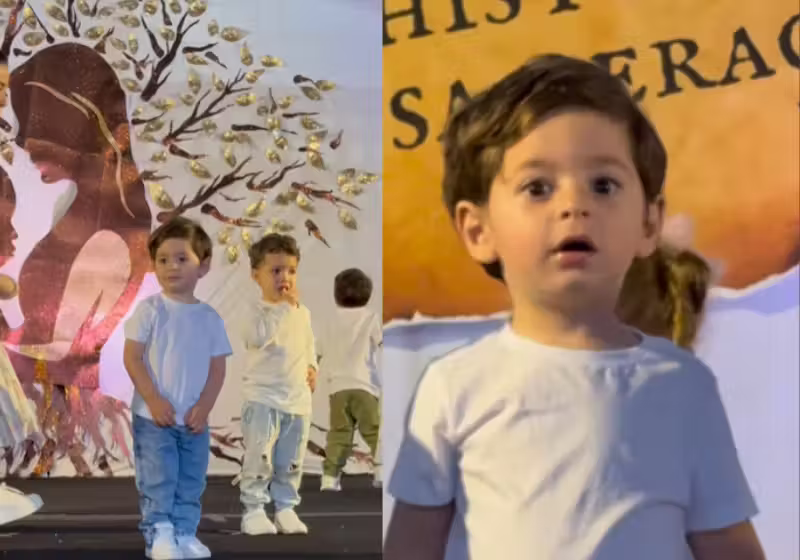O menino Theo, de Florianópolis (SC), viu a mãe na plateia da festa do Dia das Mães da escolinha e teve uma reação tão fofa que o vídeo dele está viralizando.- Foto: @biamoreirafisio