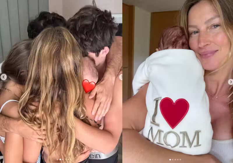 Gisele Bündchen compartilhou nas redes sociais a primeira foto do filho caçula. O bebê nasceu em fevereiro. Foto: @giselebundchen