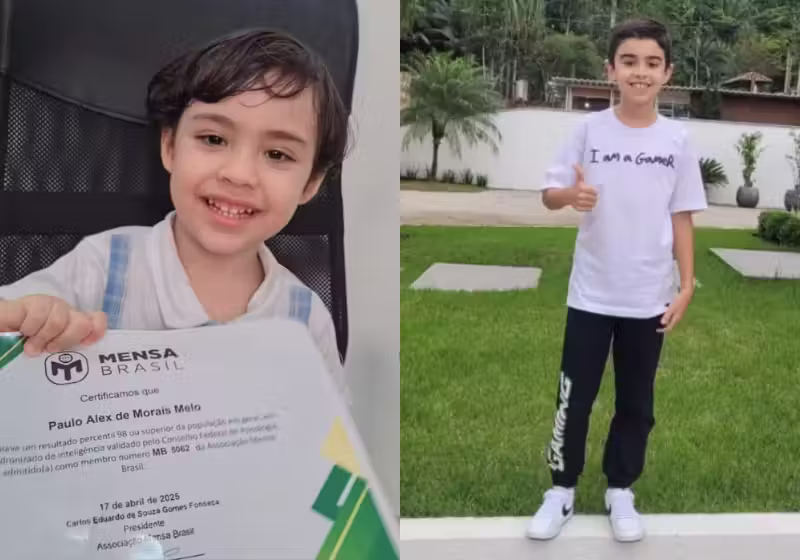 Os meninos brasileiros Paulo Alex, de 2 anos, e Davi, de 11 anos, acabam de ser aceitos pela Mensa, a sociedade de superdotados que reúne pouco mais de 150 pessoas no mundo. Foto: G1/ND+