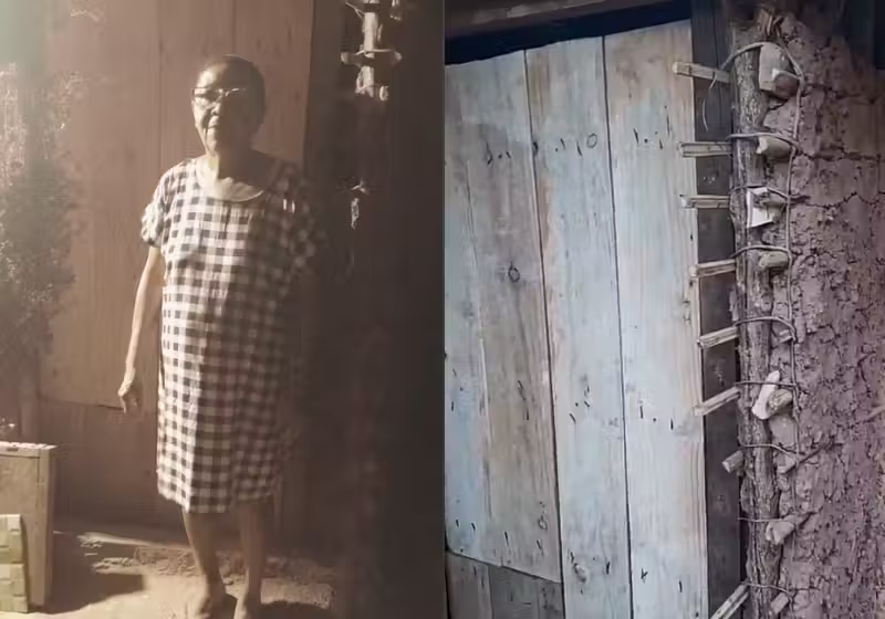 Dona Edna vende bolo na rua para conseguir comer. Ela vive em uma casa que pode cair a qualquer momento - Foto: arquivo pessoal