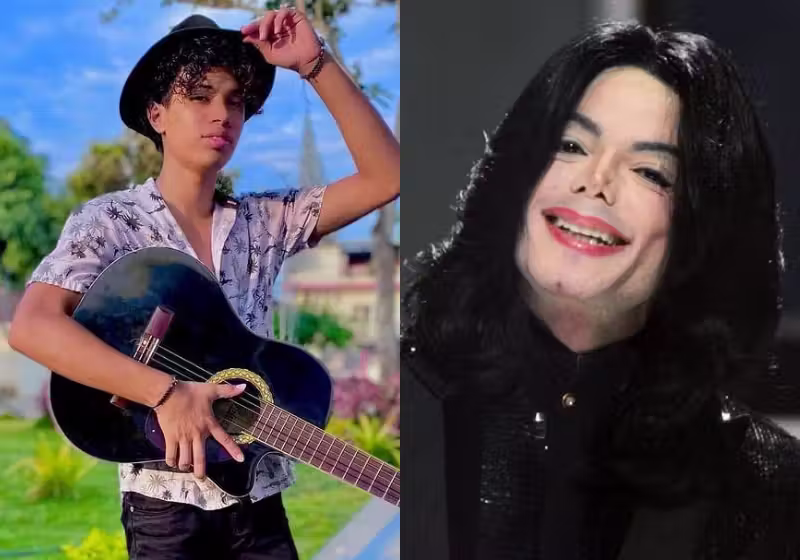O jovem Sebastian tem a voz idêntica à de Michael Jackson. Chega a arrepiar e os vídeos dele têm viralizado no TikTok. - Foto: reprodução redes sociais