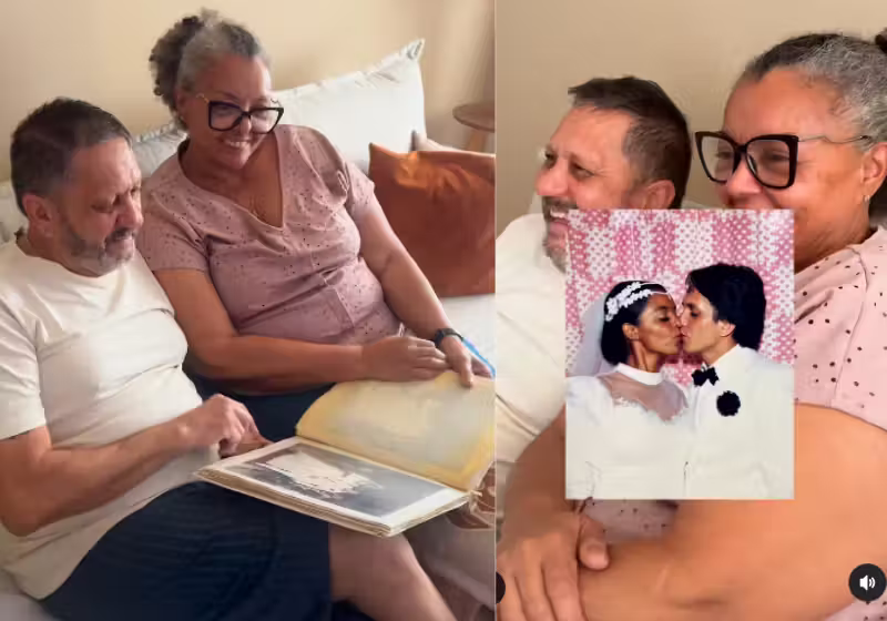 A Bárbara Moreno, do Rio, resolveu fazer uma surpresa para os pais e transformou as fotos que sobraram do casamento deles em um vídeo feito com IA relembrando tudo. Quanta emoção! - Foto: @barbaramoreno