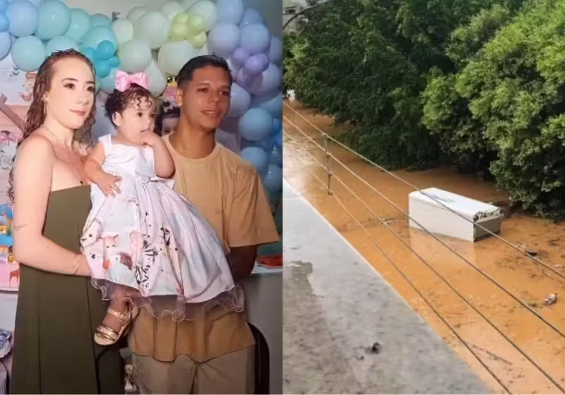 Grávida que sobreviveu à enchente porque foi colocada numa geladeira pelo marido, há 1 ano, agora comemora o aniversário da filha e agradece no Dia das Mães. Cecília, que estava ainda na barriga dela quando tudo aconteceu em Mimoso do Sul (ES) . Foto: Tribuna