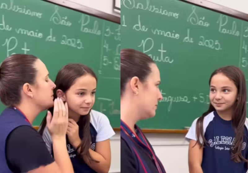 A brincadeira "sorria se você quer outra professora", fez a alegria de uma turma no Sul. - Foto: @cspascurra/Instagram