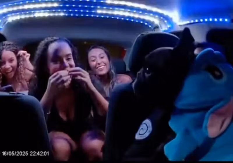 O cachorro Bruce vestido de Stitch encantou passageiros no carro de aplicativo do motorista Ariano, em Teresina (PI) - Foto: @bruce.segundo/Instagram
