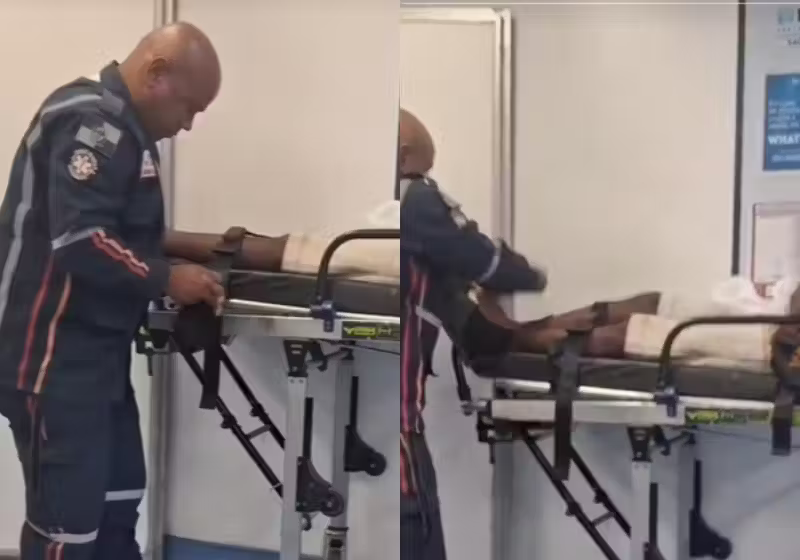 Márcio Cojak é o socorrista do Samu, do Rio de Janeiro, que tirou as próprias meias para aquecer um paciente com frio na maca. - Foto: @familiapapa01/TikTok