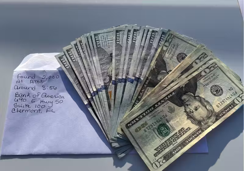 O homem achou US$ 2 mil e procurou o dono para devolver, na Flórida. - Foto: Gabinete do Xerife do Condado de Lake