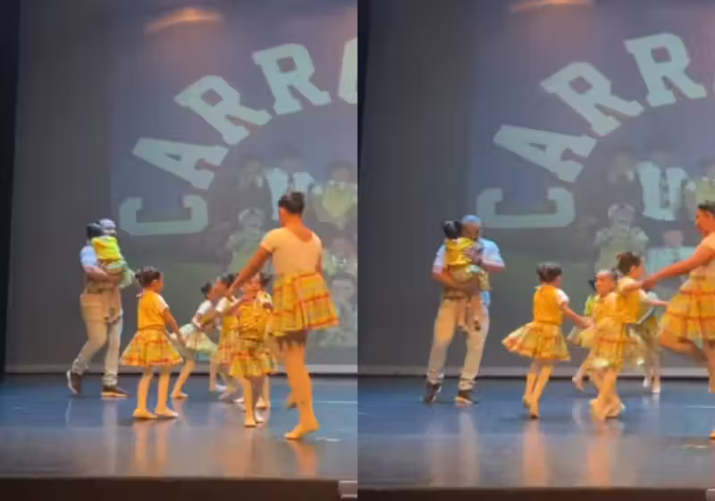 José Lucas, o pai do Ceará, subiu no palco e ajudou a filhinha, que estava chorando durante a apresentação de balé. Eles arrasaram juntos.- Foto: @balletestefanyoliveira/Instagram