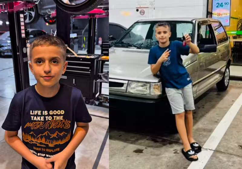 O menino Enzo, de 8 anos, trabalhou e juntou dinheiro, por dois anos, e comprou o primeiro carro dele. Que exemplo! - Foto: @familiagolfclub