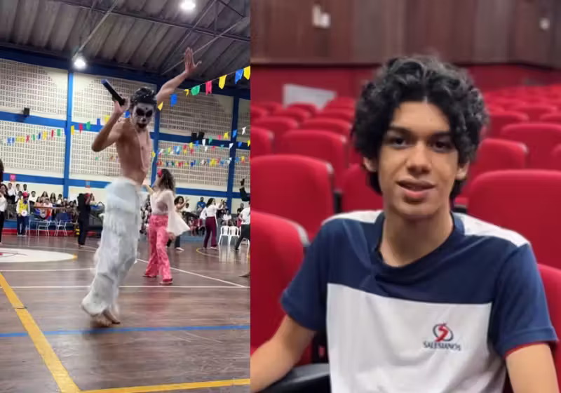 Ney Matogrosso elogia Yago Savalla, o jovem que interpreta "Homem com H", inspirado nele, durante apresentação na escola, e estudante agradece nas redes. Emocionante! Foto: @savallinha