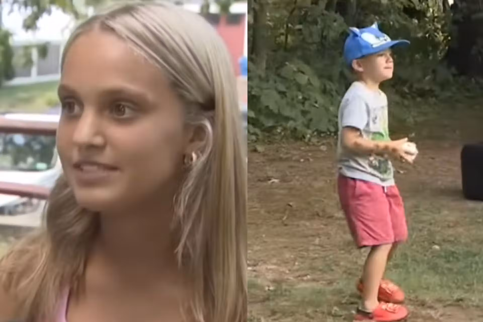 Juliana, a garota de 11 anos, pensou rápido, agiu e ajudou a salvar o Jack, um menino vizinho, de 5 anos, que caiu no poço. Ela virou heroína nos EUA. - Fotos: reprodução/ 7NewsBoston