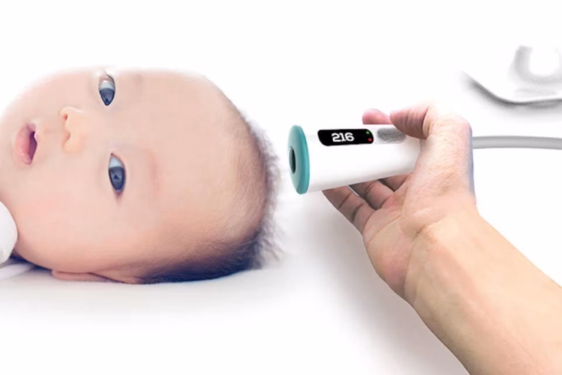 O novo teste para detectar meningite em bebês é indolor: feito com um dispositivo moderno de ultrassom. - Foto: New Born Solutions