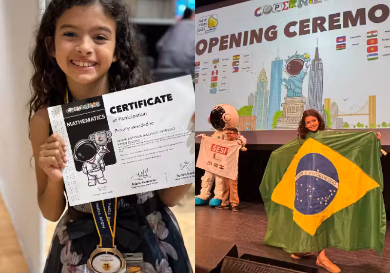 A menina brasileira de 9 anos brilhou na maior competição de matemática do mundo. Maria Antônia é superdotada, tem QI 150. - Foto: reprodução Instagram