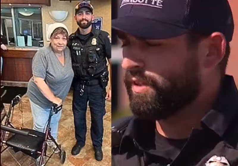 O policial ajudou a idosa a cortar a grama e ganhou o coração da vozinha - Foto: WXYZ