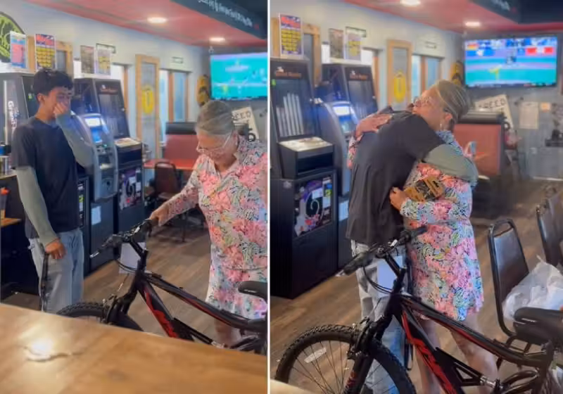 Os colegas ajudaram o funcionário, que teve a bike roubada enquanto ele trabalhava. - Foto: reprodução Facebook