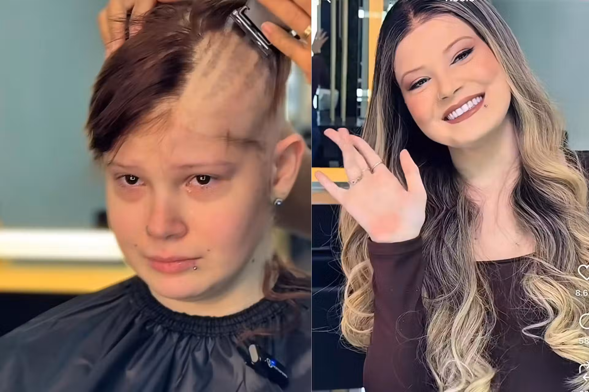 A jovem Júlia, de 16 anos luta contra o câncer desde 2023 e perdeu os cabelos na quimio. ela ganhou um megahair, ficou linda e avaquinha dela para comprar remédio caro bateu a meta. - Foto: reprodução/Instagram