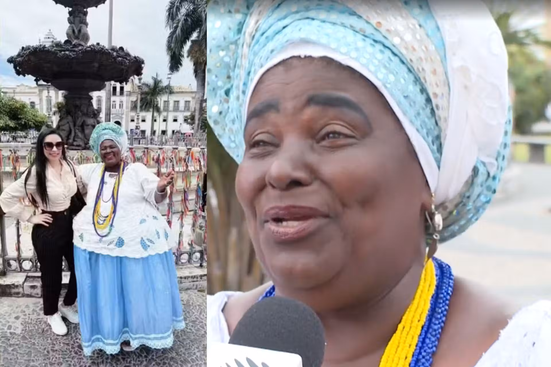 Veja a honestidade dessa baiana do receptivo. Dona Reasilvia recebeu e devolveu um Pix de R$ 18 mil reais, mandado por engano, por uma turista que tirou foto com ela. - Fotos: reprodução/TVBahia