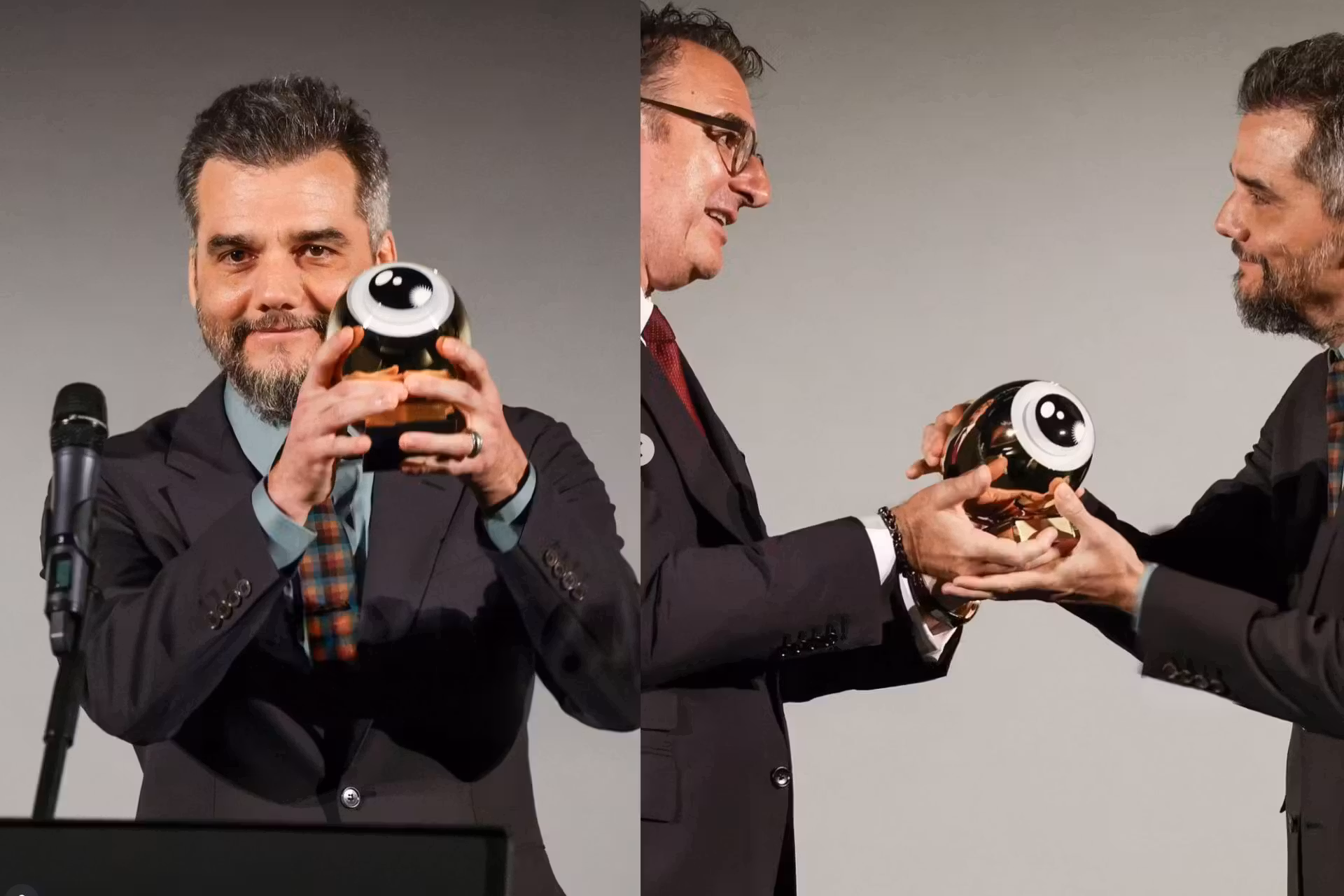 Wagner Moura recebendo o Golden Eye no 21° Festival de Cinema de Zurique pelo filme O Agente Secreto. - Fotos: reprodução/Instagram