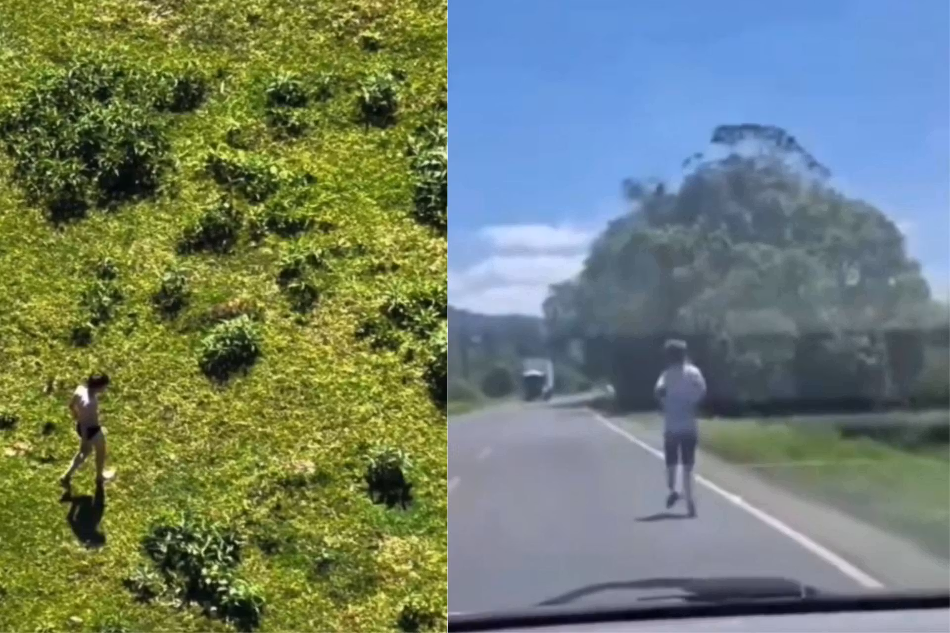 O drone do Corpo de Bombeiros conseguiu encontrar o menino autista que estava desaparecido. Ele foi encontrado correndo em uma estrada em SC. - Fotos: CBMCS.crisciuma