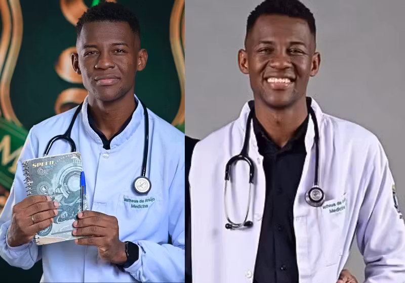 Matheus é um jovem quilombola que passou muitas dificuldades, mas hoje realiza o sonho de cursar Medicina e ajuda a comunidade onde cresceu - Fotos: redes sociais