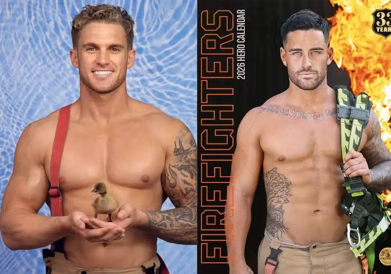 O Calendário dos Bombeiros Australianos 2026 tras cinco edições diferentes: com cachorros, gatos, cavalos e os heróis sozinhos. - Fotos: Australian Firefighters Calendar