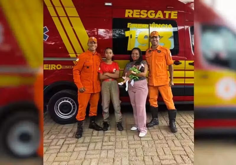 Ana Júlia, garota de 13 anos, salva a irmãzinha que estava sufocada, em Dianópolis(TO). Aprendeu a técnica com os bombeiros. - Foto: Divulgação/Bombeiros