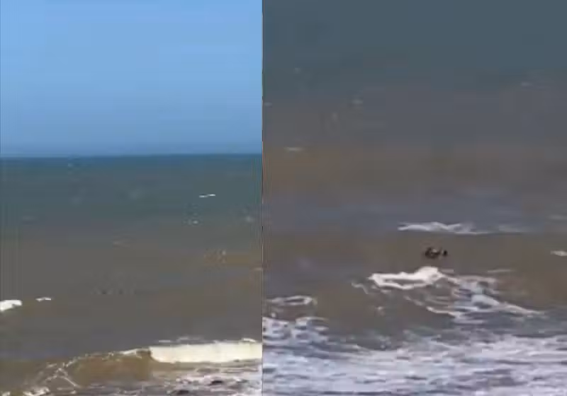 Um surfista herói salva jovem que se afogava numa praia do Espírito Santo. Uma testemunha gravou um vídeo com o momento do resgate - Foto: reprodução/ TV Vitória