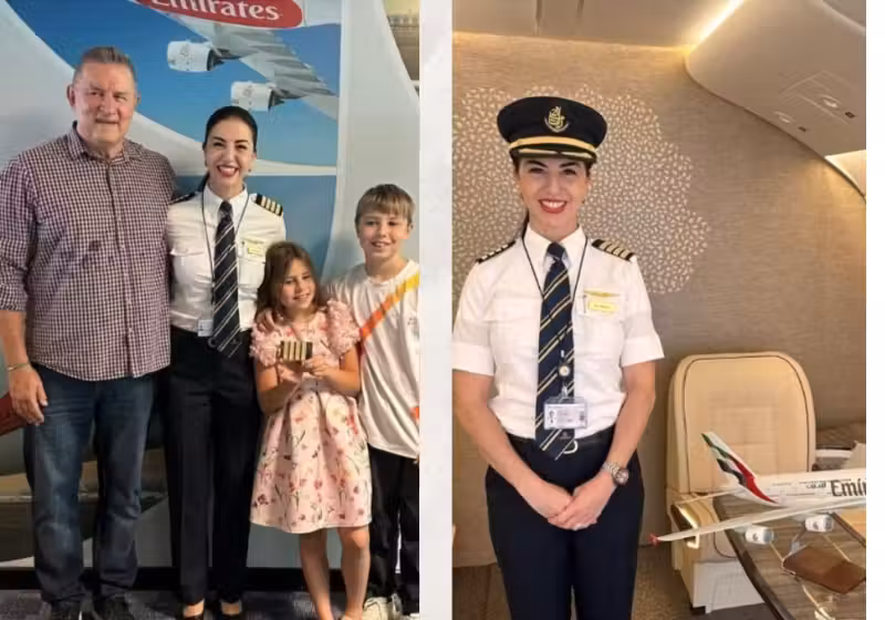 A piloto brasileira Karina Buchalla conquistou um marco inédito e se tornou a primeira comandante do país a controlar um Airbus A380, o maior avião do mundo. - Foto: Instagram