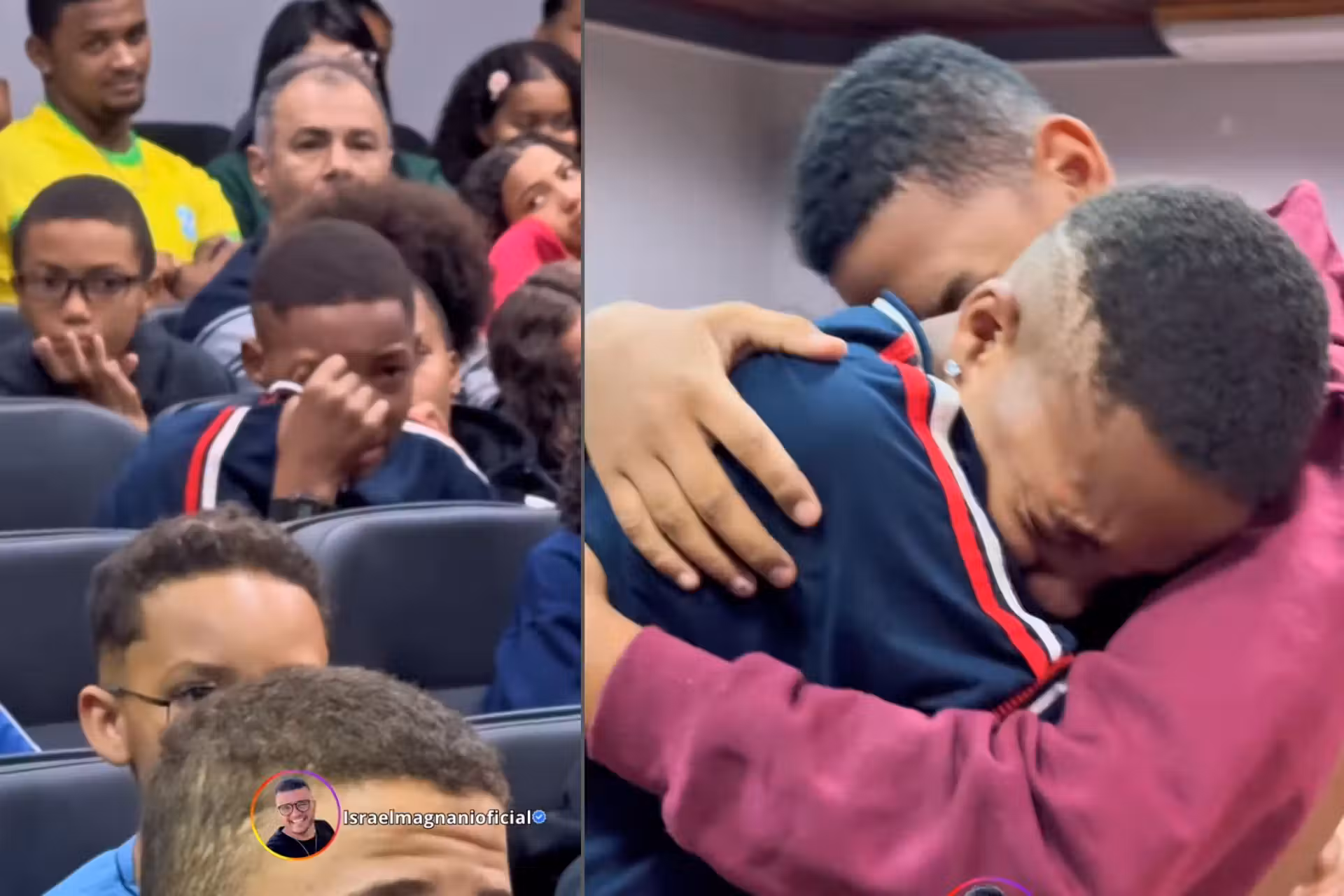 O professor Israel Magnani tem um jeito diferente de combater o Bullying nas escolas. Em palestras, ele faz os agressores pedirem perdão e abraçarem o agredido. - Fotos: @israelmagnanioficial/Instagram