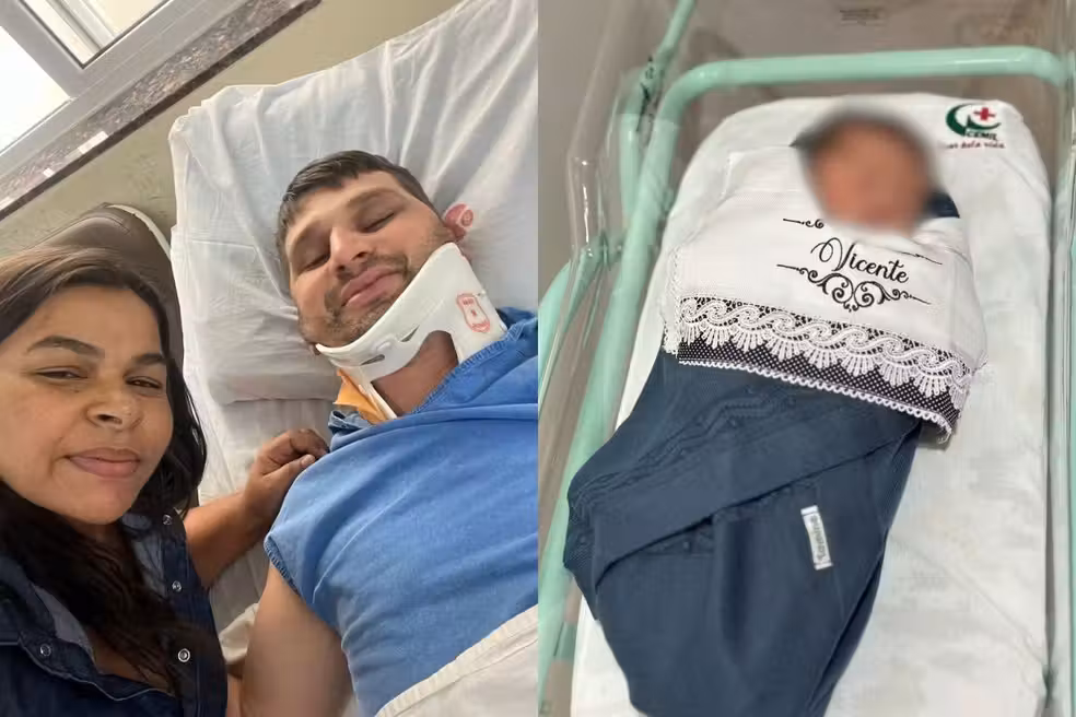 Marido de Luciana está se recuperando no hospital e Vicente recebeu alta. — Foto: Cedida/Luciana Araújo