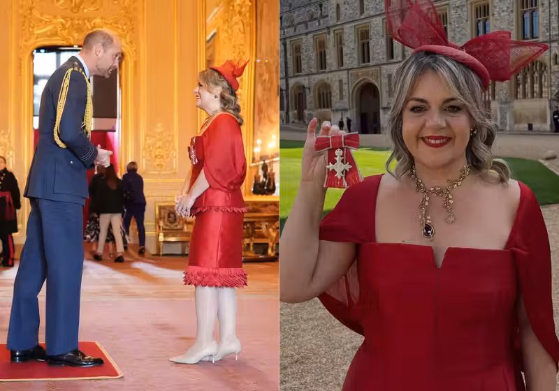 A soprano brasileira Gabriella di Laccio foi condecorada em Londres e recebeu uma medalha de honra das mãos do príncipe William - Foto: redes sociais