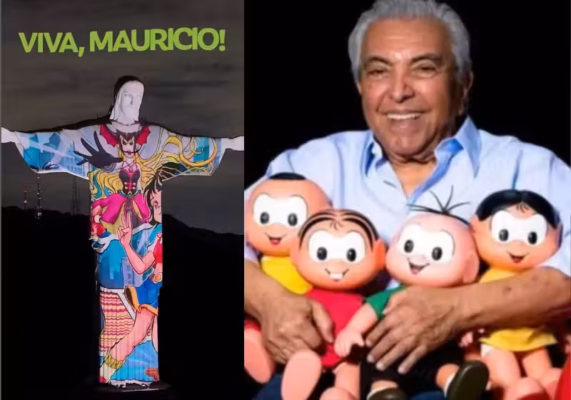 O pai da Turma da Mônica, Maurício de Sousa, fez 90 anos e recebeu uma homenagem linda no Cristo Redentor, no Rio de Janeiro. - Fotos: Instagram/MSP 90