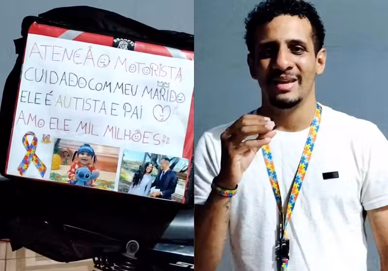 Gil, o motoboy autista que viralizou com o bilhete na moto, escrito pela mulher dele, é de Piracicaba (SP), pai de 3 filhos e batalha duro. - Foto: reprodução/Instagram