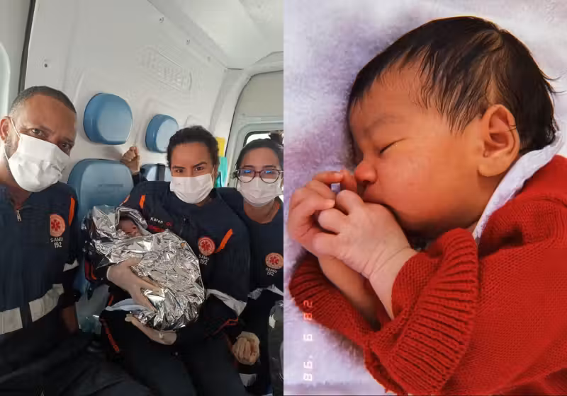 A bebê nasceu saudável graças a agilidade e preparo da equipe do Samu, que fez o parto dentro da ambulância - Foto: reprodução AgoraNews