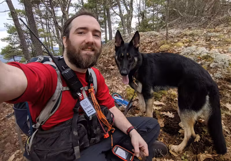 O cão pastor alemão encontra a criança perdida, que desapareceu passeando com os pais numa floresta nos EUA, e fica com ela até a chegada do resgate - Foto: arquivo pessoal