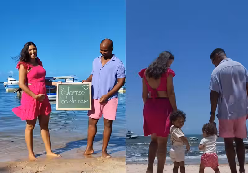 A história do casal que adotou e engravidou vem de Campo Grande (MS). As crianças Zaki e Larissa têm apenas 8 meses de diferença. - Foto: reprodução Tiktok
