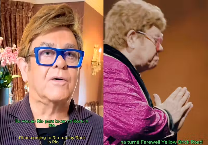 Elton John vem para o Rock in Rio 2026. Ele confirmou em vídeo que se apresentará em setembro. As vendas de ingressos começam no mês que vem. - Fotos: reprodução/Instagram