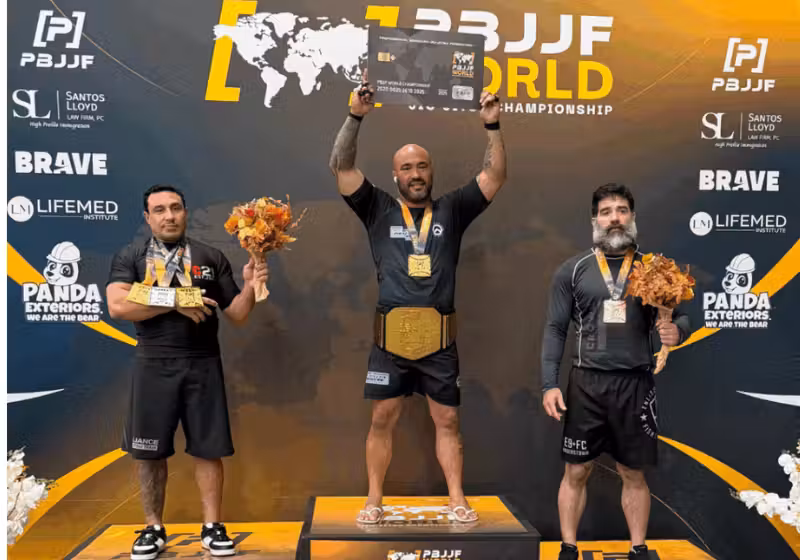 O brasileiro Wellington Monalisa levou o título de campeão mundial de Jiu-Jitsu. - Foto: redes sociais