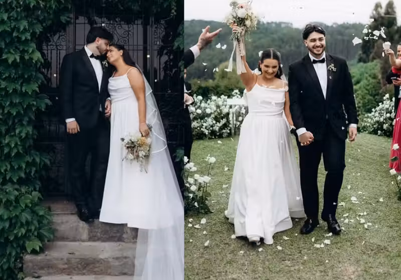 A jovem sobreviveu a um acidente, no qual o carro dela foi soterrado e agora, um mês depois, ela consegue se casar - Foto: reprodução redes sociais