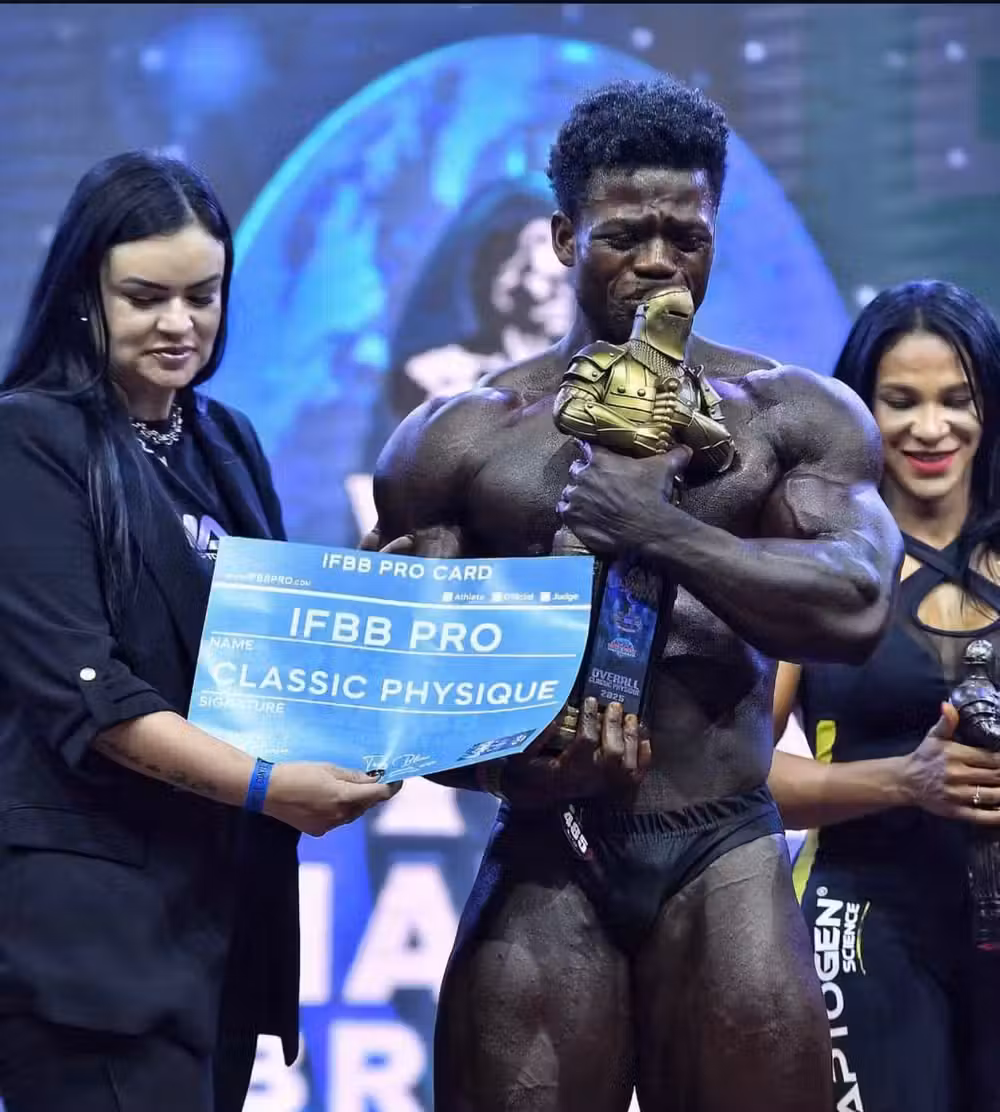 Rodrigo Pantera chorou ao vencer a edição brasileira do Mr Olympia 2025. - Foto: Reprodução/Redes Sociais