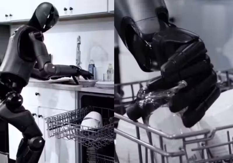 O robô Figure 03 lava roupa, passa roupa e faz outras atividades doméstica, mas o valor ainda é para poucos - Foto: divulgação