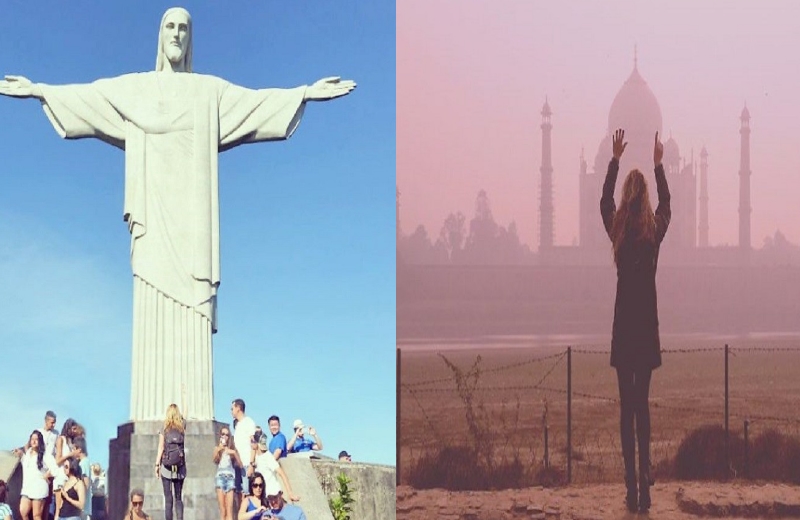 FOTO: ARQUIVO PESSOAL/MEGAN SULLIVAN||MACHU PICCHU (FOTO: ARQUIVO PESSOAL/MEGAN SULLIVAN)|CRISTO REDENTOR (FOTO: ARQUIVO PESSOAL/MEGAN SULLIVAN)|COLISEU DE ROMA (FOTO: ARQUIVO PESSOAL/MEGAN SULLIVAN)|||GRANDE MURALHA DA CHINA (FOTO: ARQUIVO PESSOAL/MEGAN SULLIVAN)|PETRA (FOTO: ARQUIVO PESSOAL/MEGAN SULLIVAN)|TAJ MAHAL (FOTO: ARQUIVO PESSOAL/MEGAN SULLIVAN)